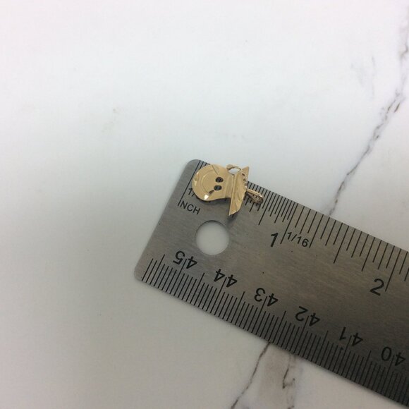 14K Yellow Real Solid Gold Smiley Face Graduation Cap Charm Pendant 1gr - Picture 6 of 6